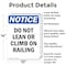Signmission Do Not Lean Or Climb On Railing, 10 in W x Rectangle, Aluminum OS-2PACK-NS-A-1014-V-11293 - alternate 4